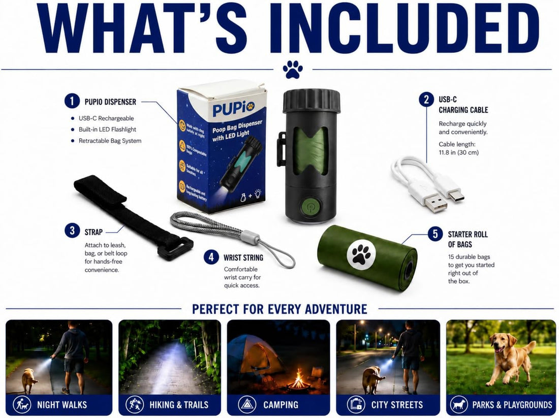 Smart Rechargeable Doggy Bag Holder With Flashlight
