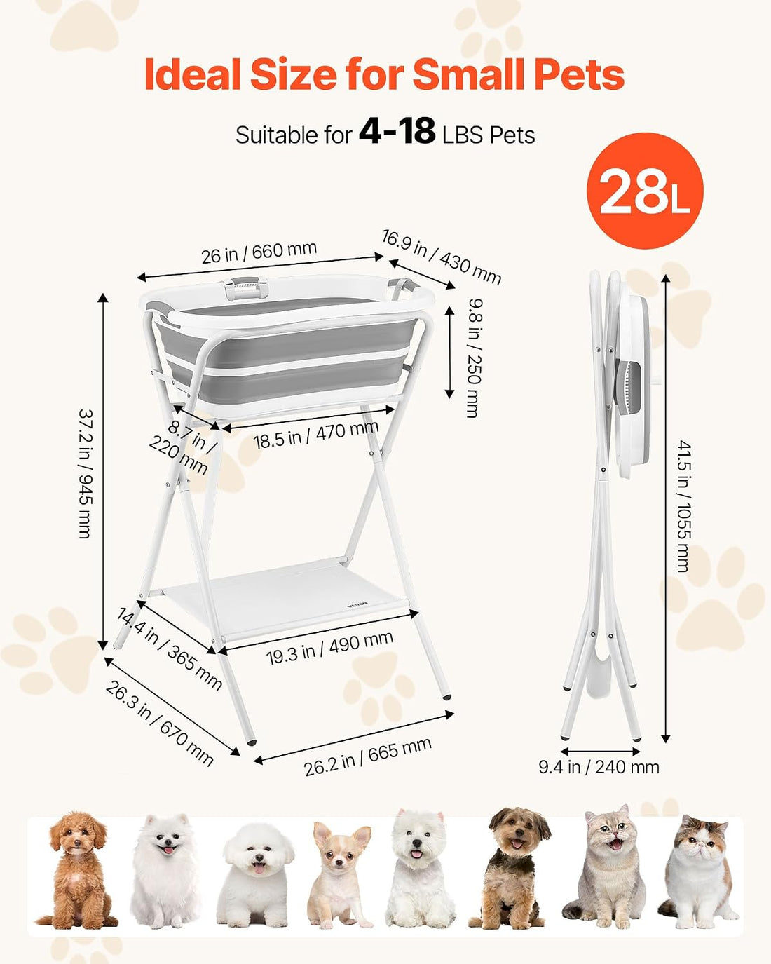 VEVOR Dog Bathtub, Elevated Dog Bath Tub
