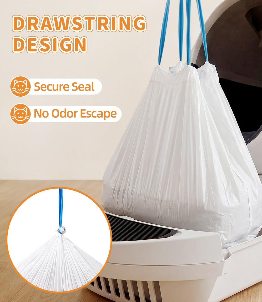 120 Count Cat Litter Bags Compatible with Automatic Litter Box Robot