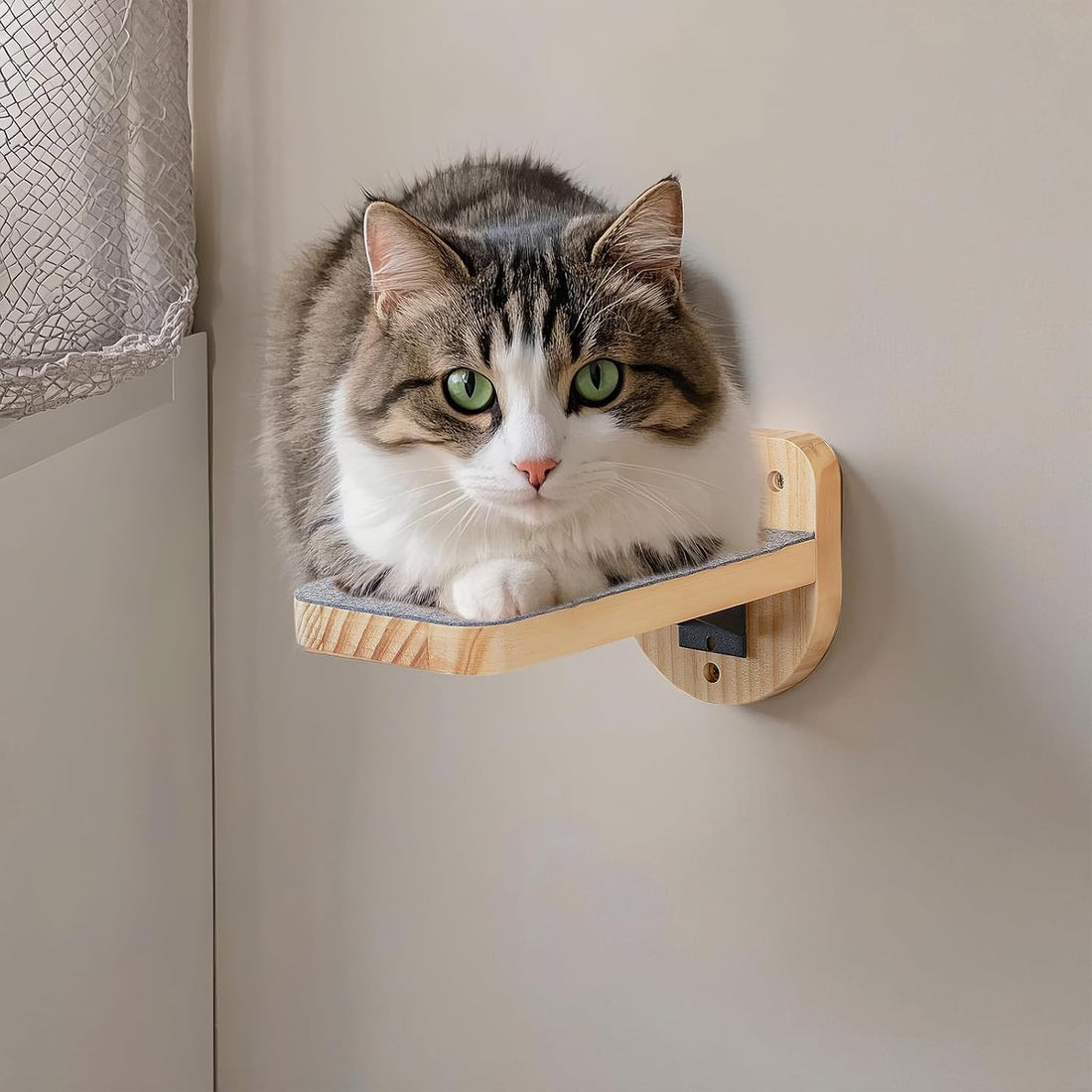 ESPETS Set of 3 Natural Wood Cat Wall Steps Floating Ladder Stairs