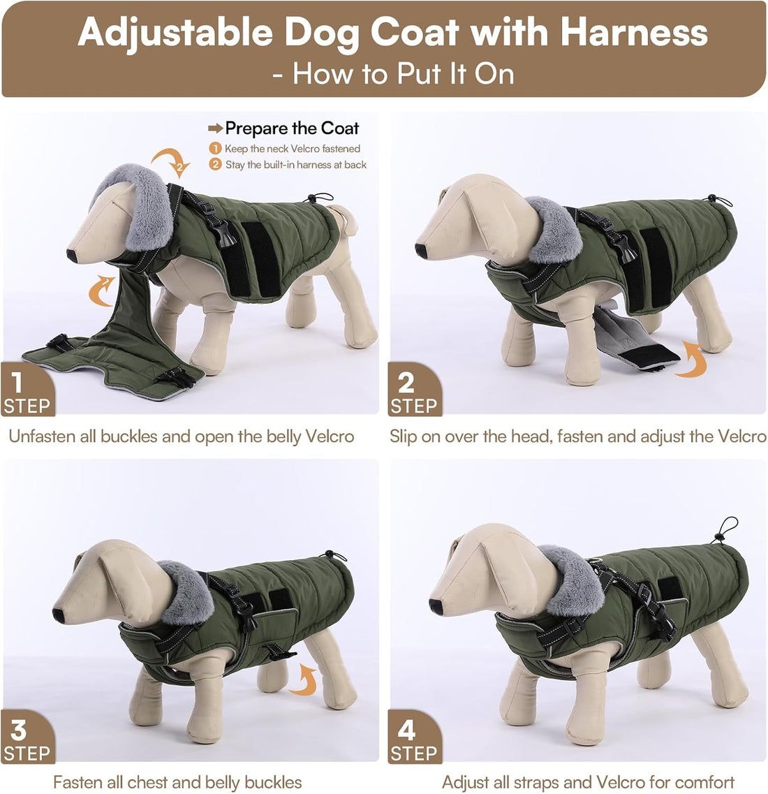 Queenmore Winter Dog Jackets for Medium Dogs with Harness Built-in