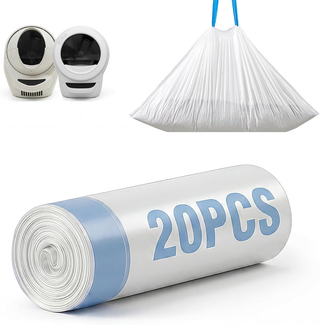 120 Count Cat Litter Bags Compatible with Automatic Litter Box Robot