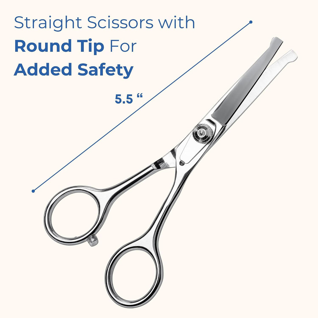Pet Grooming Scissors Set - Round Tip Shears for Dogs & Cats