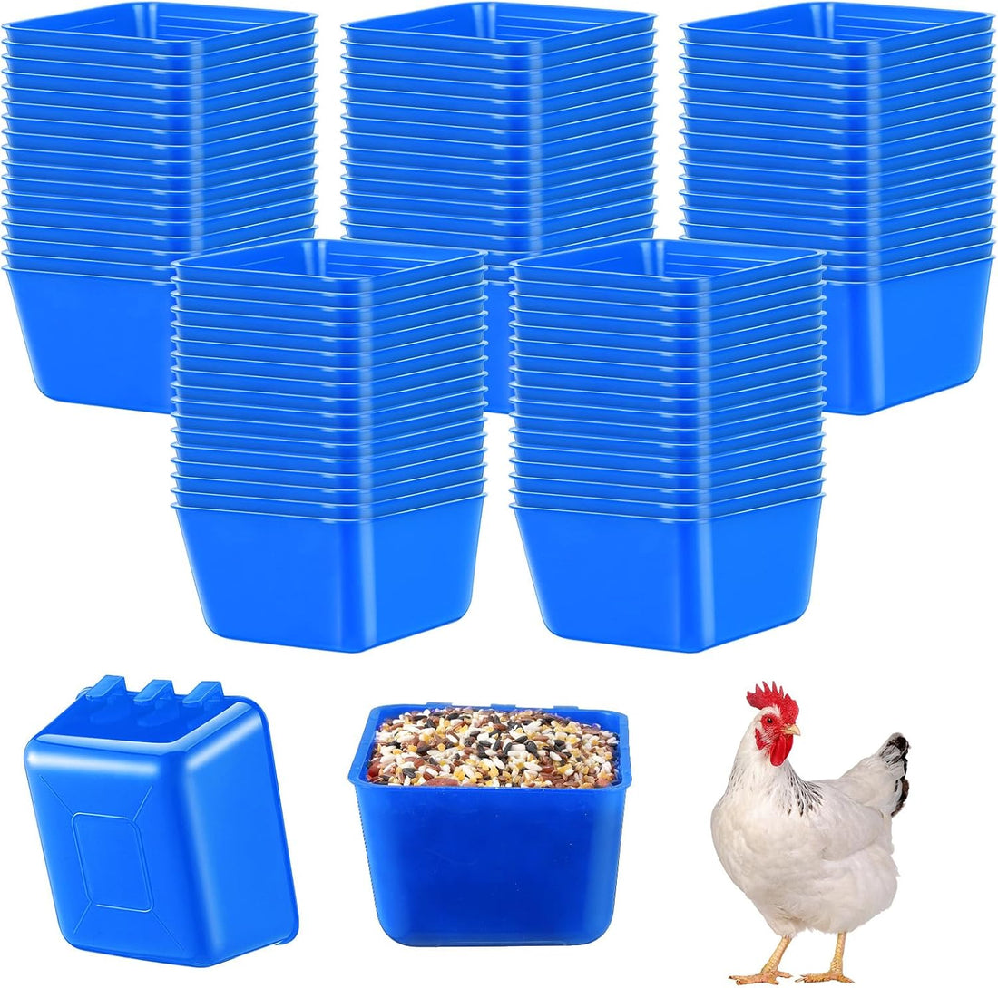 Maxdot 50 Pcs Cage Cups Chicken Feeder 16 oz Food Bowl