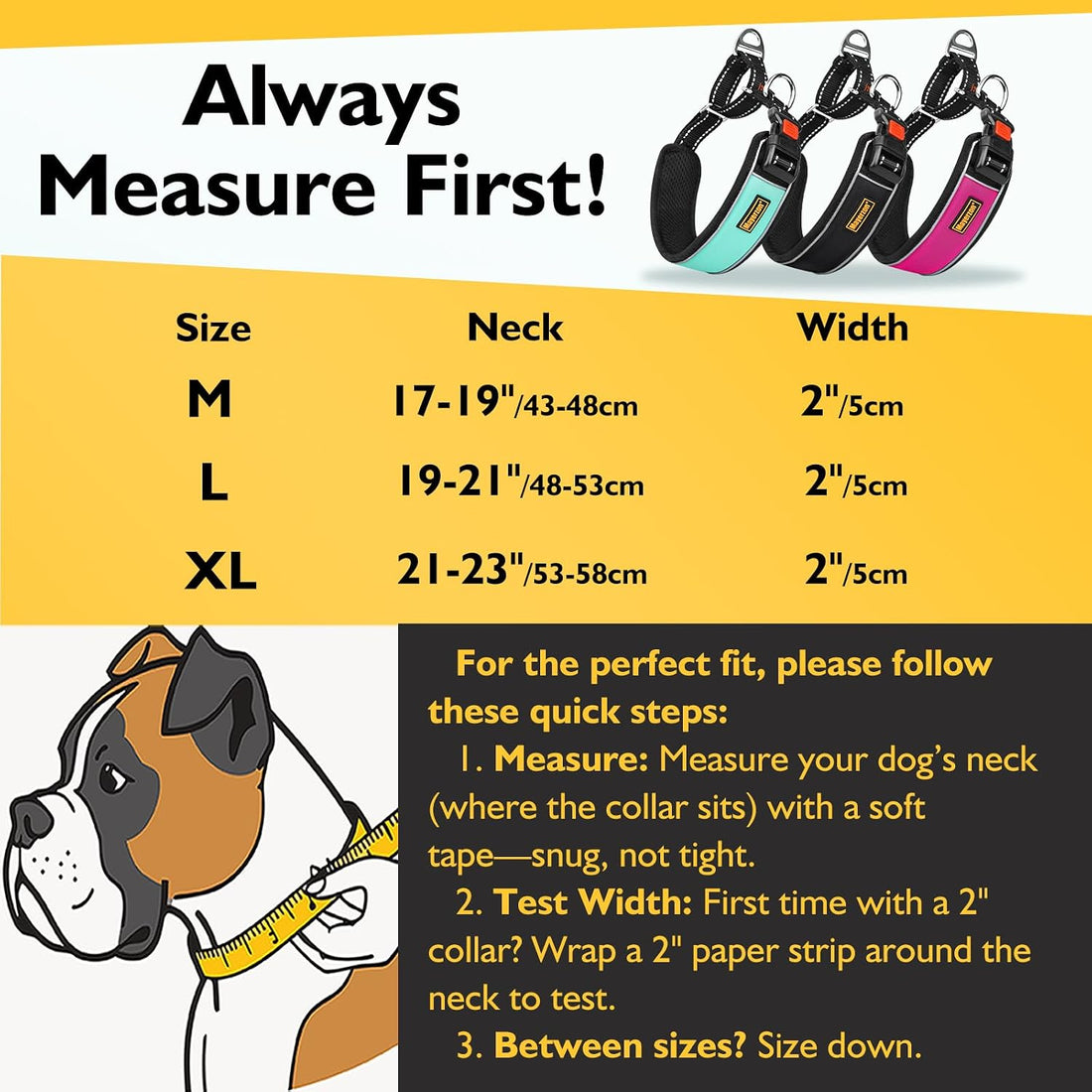 Mayerzon 2" Wide Martingale Collar for Large Dogs No Pull Dog Collar