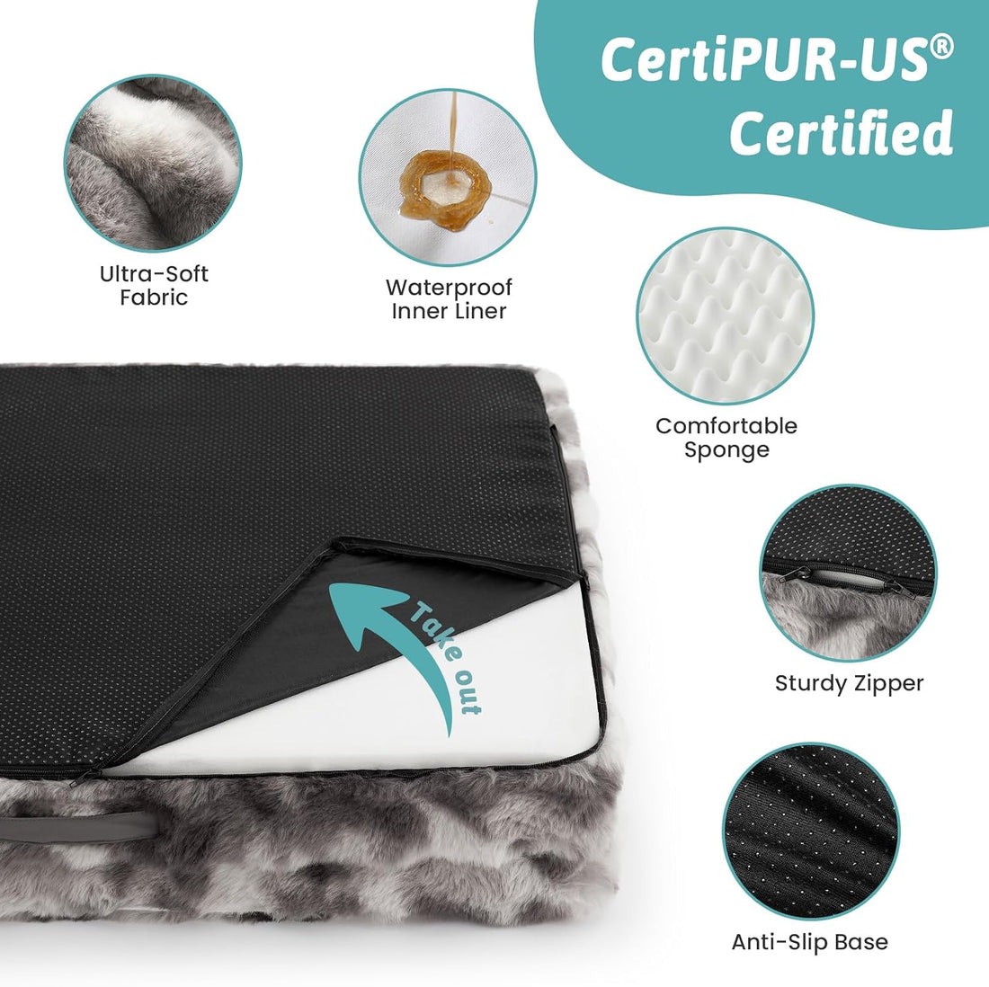 COZY KISS Orthopedic Large Dog Bed, Washable Pet Bed