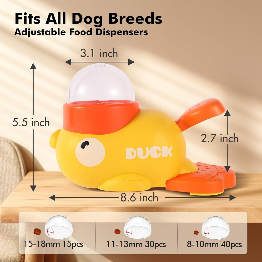 Duck Dog Slow Feeder Puzzle Toy, 3 Adjustable Openings