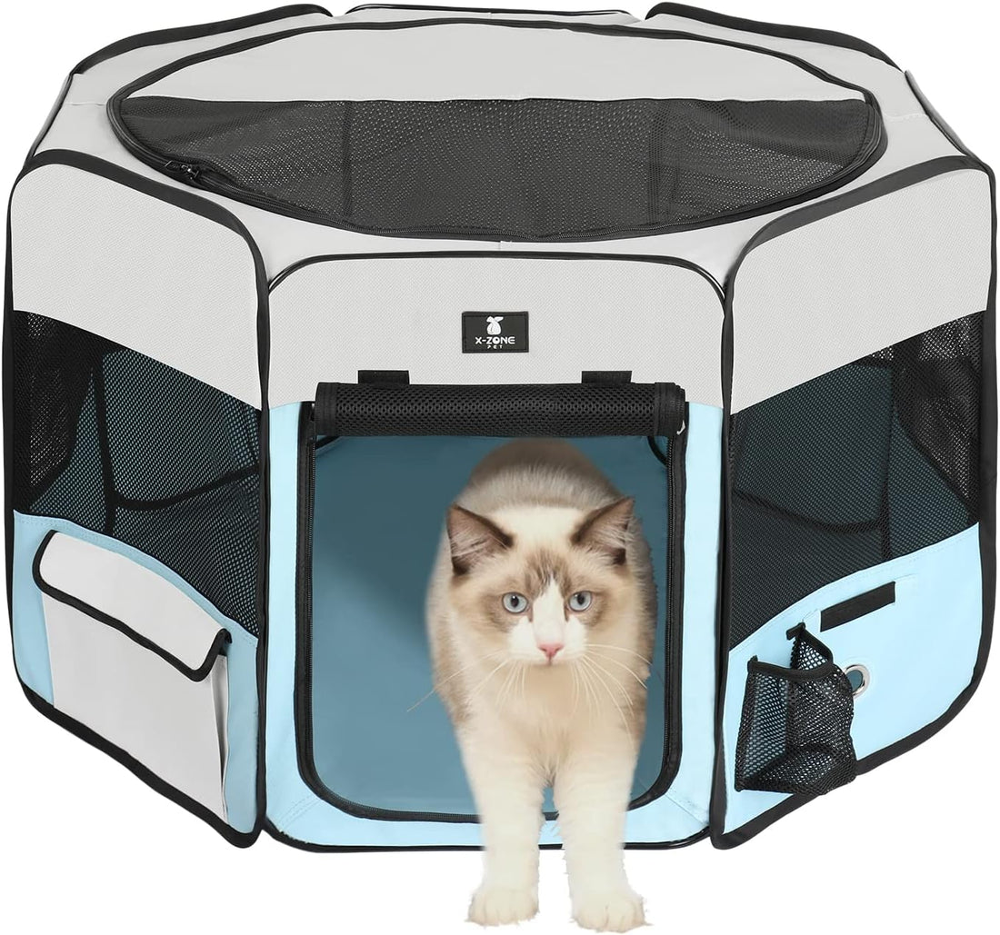 X-ZONE PET Foldable Dog Playpen, Portable Pet Play Pen for Puppy Cat