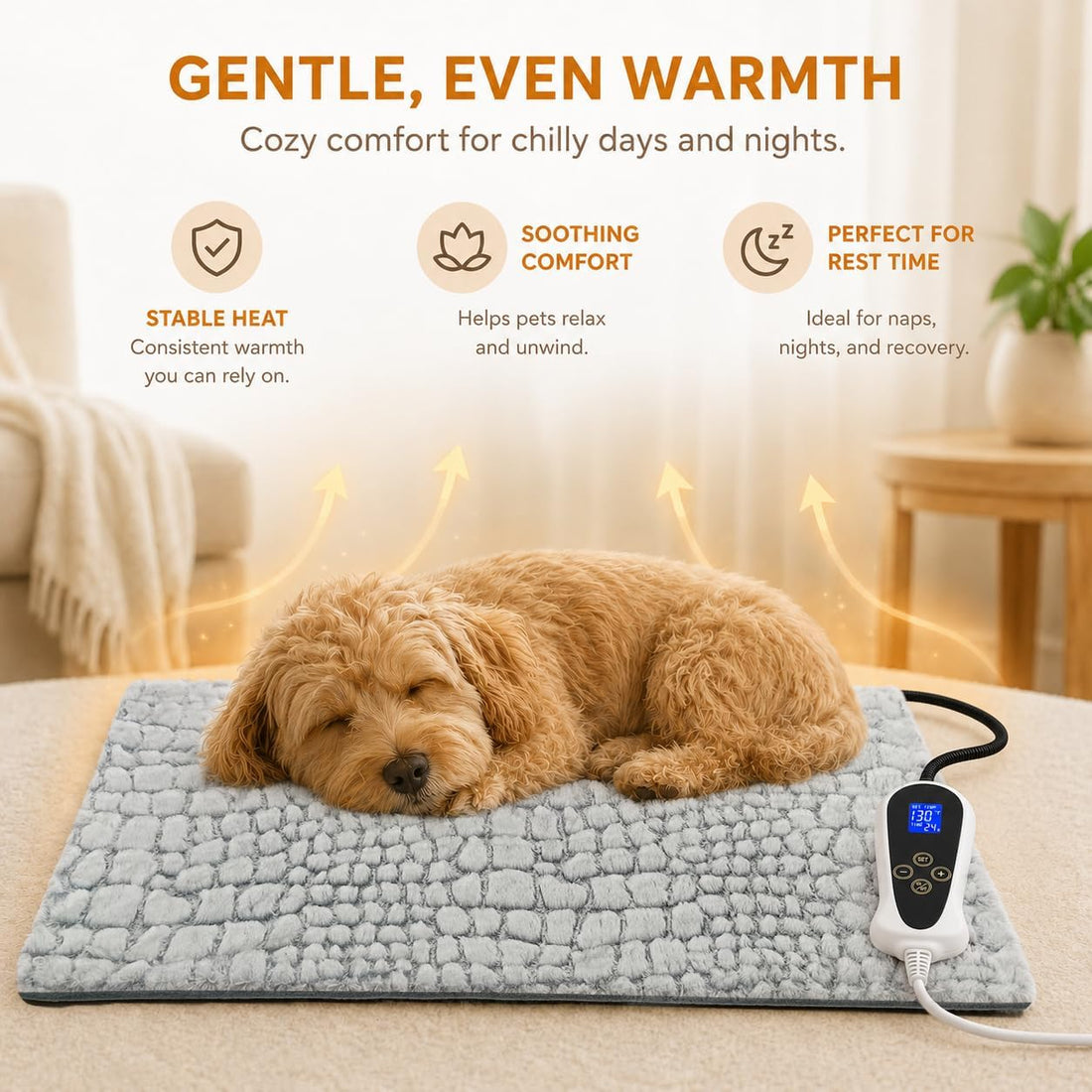 Heated Bed for Small Animals Pet Heating Pad with Intelligent