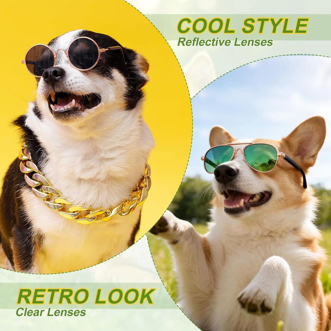 PETAXCELL Dog Sunglasses, Retro Dog Kittens Glasses Classic Metal