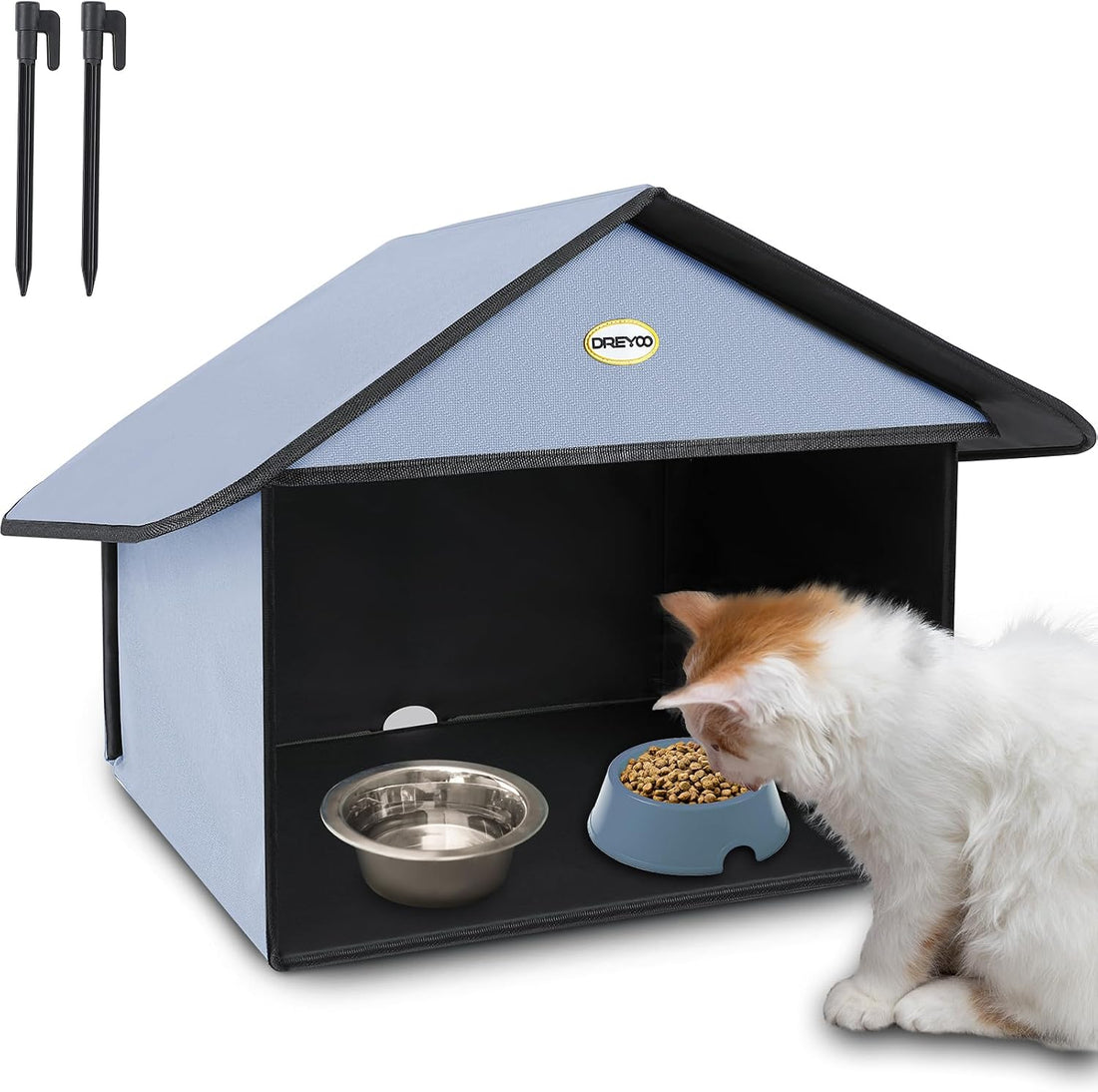 Dreyoo Outdoor Cat Feeding Station for Food & Water