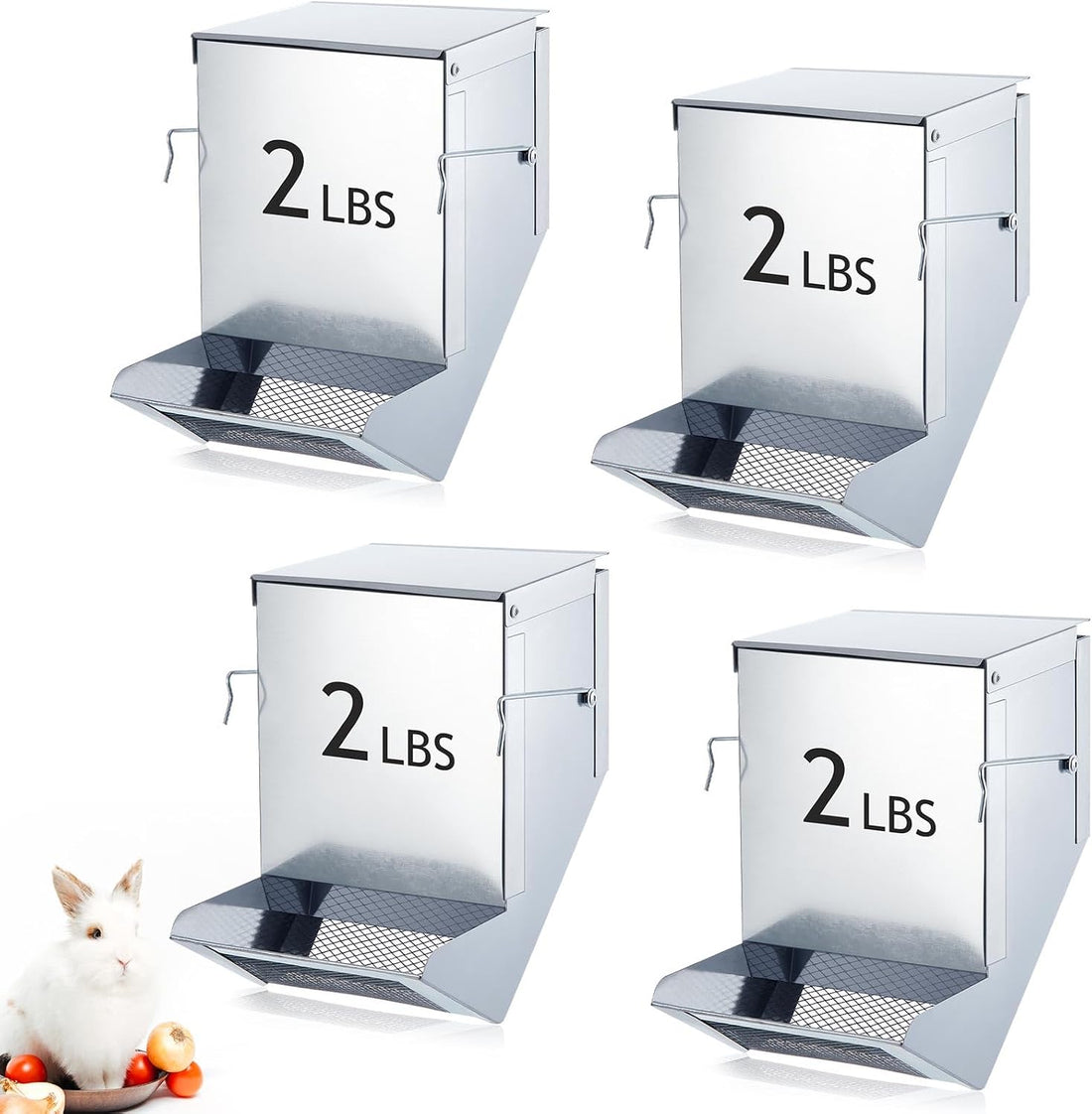 4 Pack Rabbit Feeder for Cages Small Animal Dispenser