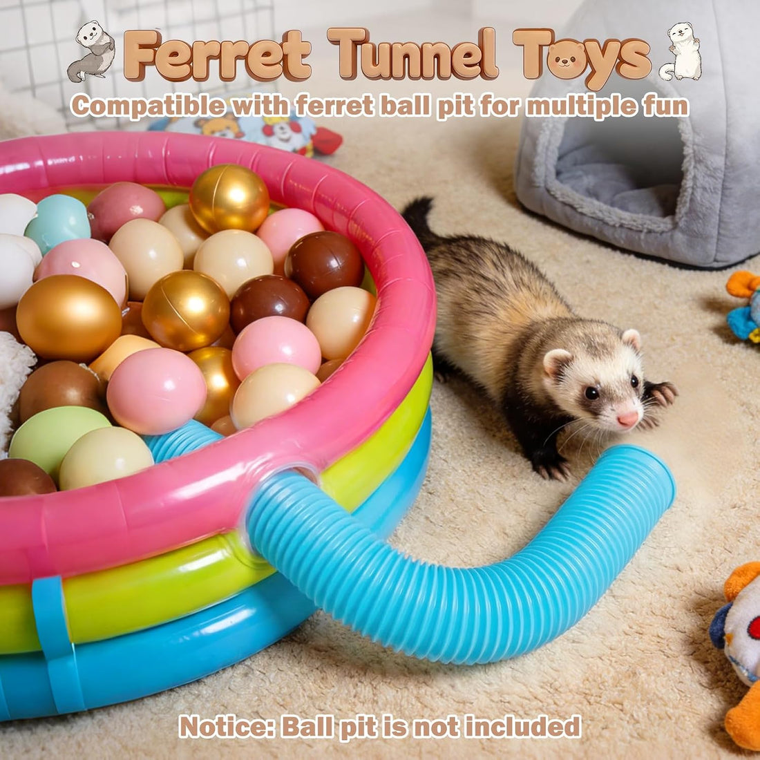 Mity rain Ferret Toys with 3 Balls Inclueded