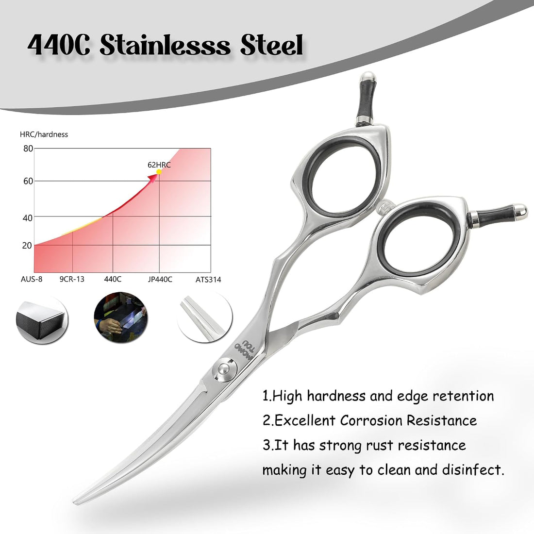 Dog Grooming Scissors 5'' Small Curved Pet Shears