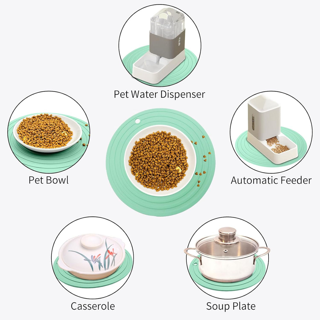 Fhiny 3PCS Silicone Pet Food Mat
