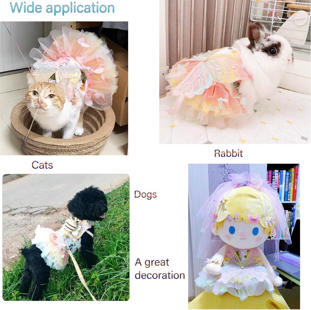 Rainbow Butterfly Dog Dresses for Small Dog Girl Puppy Lace Tutu
