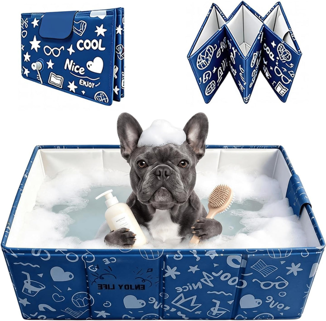 CHEERON Collapsible Dog Bathtub Non-Slip Pet Bath Tub Puppy Wash