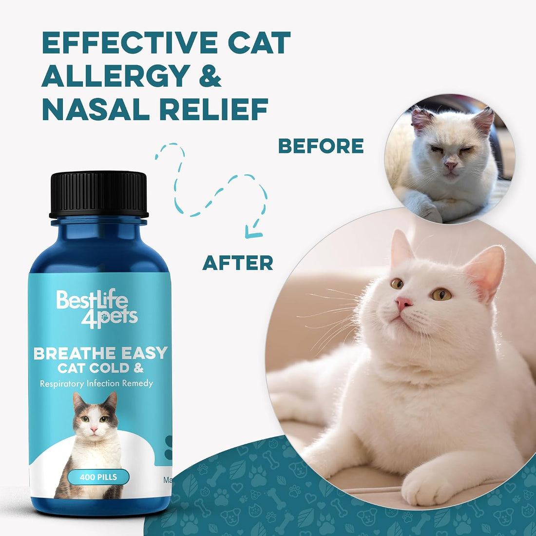 BestLife4Pets Cat Respiratory Comfort Supplement - 400 Pills
