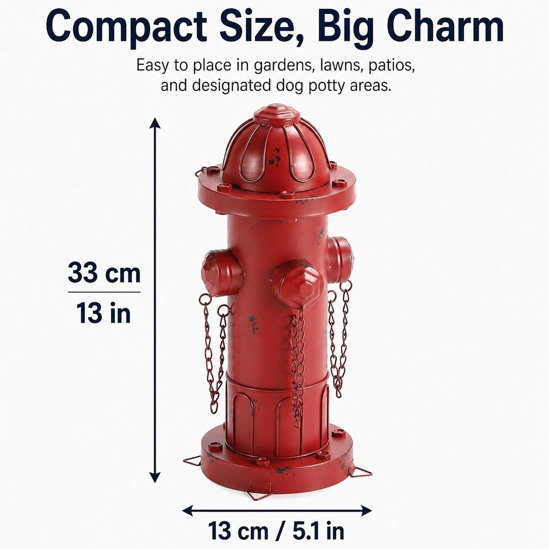 13.5" Vintage Metal Finish Dog Fire Hydrant Pee Post for Yard Puppy