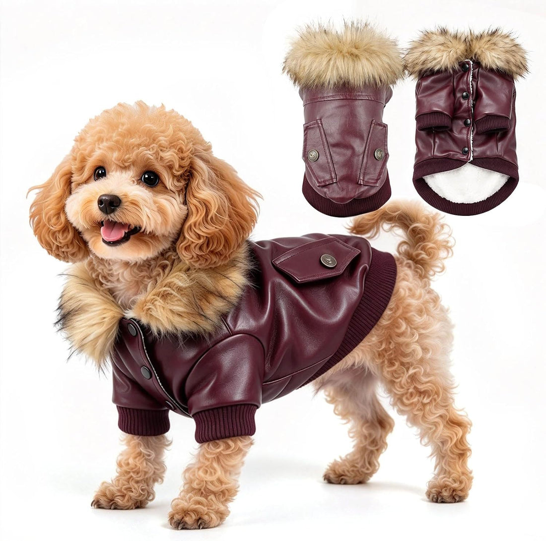 LESYPET Dog Leather Jacket for Small Dogs