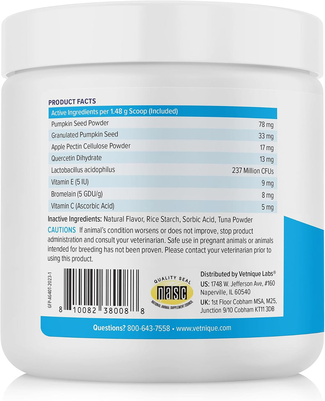 Vetnique Glandex for Cats, Anal Gland Powder & Fiber Supplement