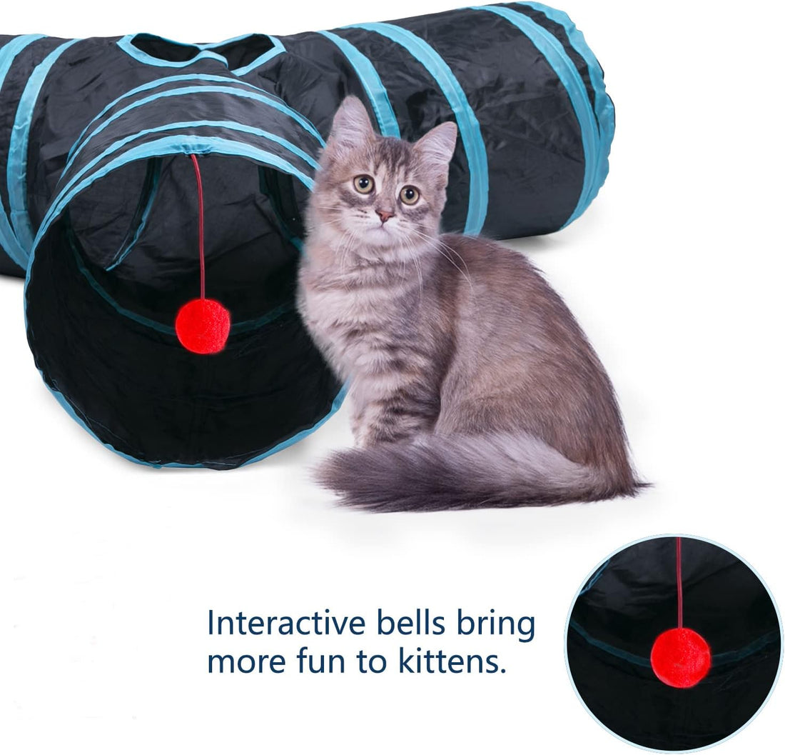 3 Way Cat Tunnel Collapsible Fun Pet Play Tube Toys for Cats, Kittens