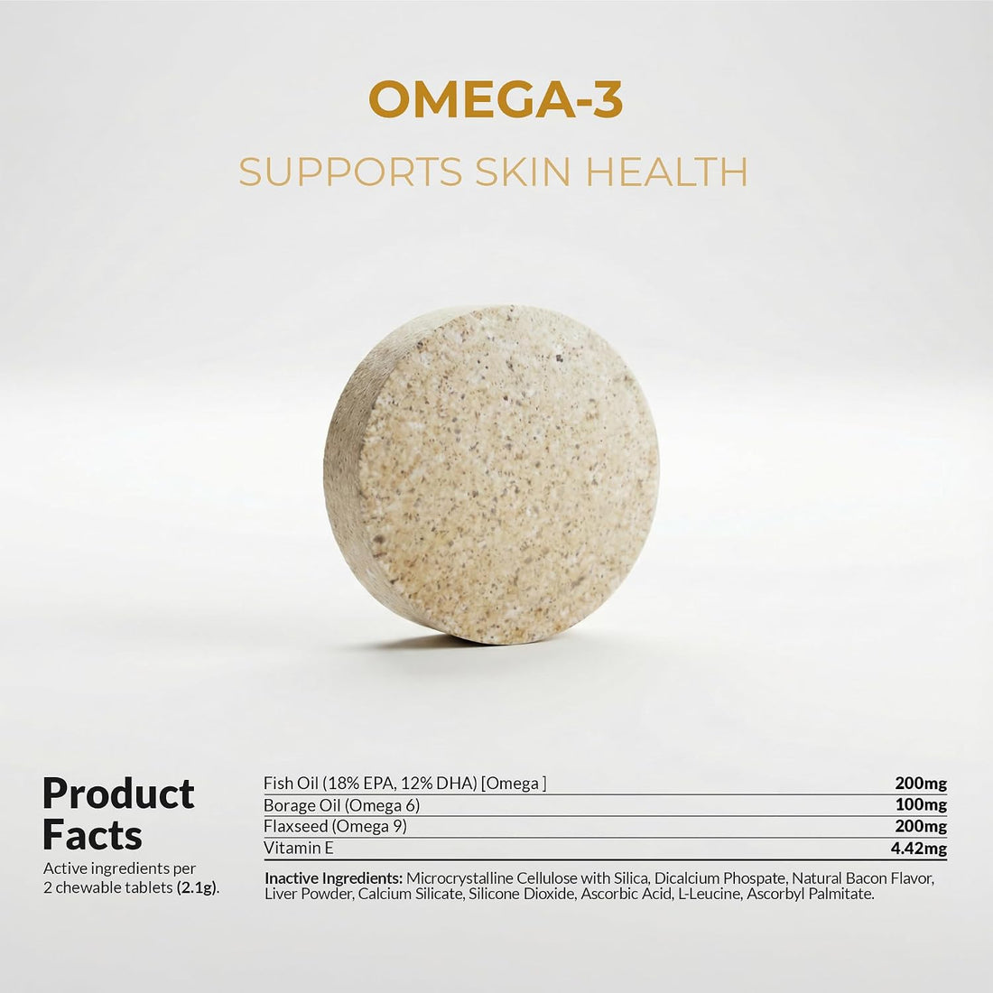 Omega 3 Fish Oil for Dogs - 120 Chewable Tablets - with Omega 3, 6