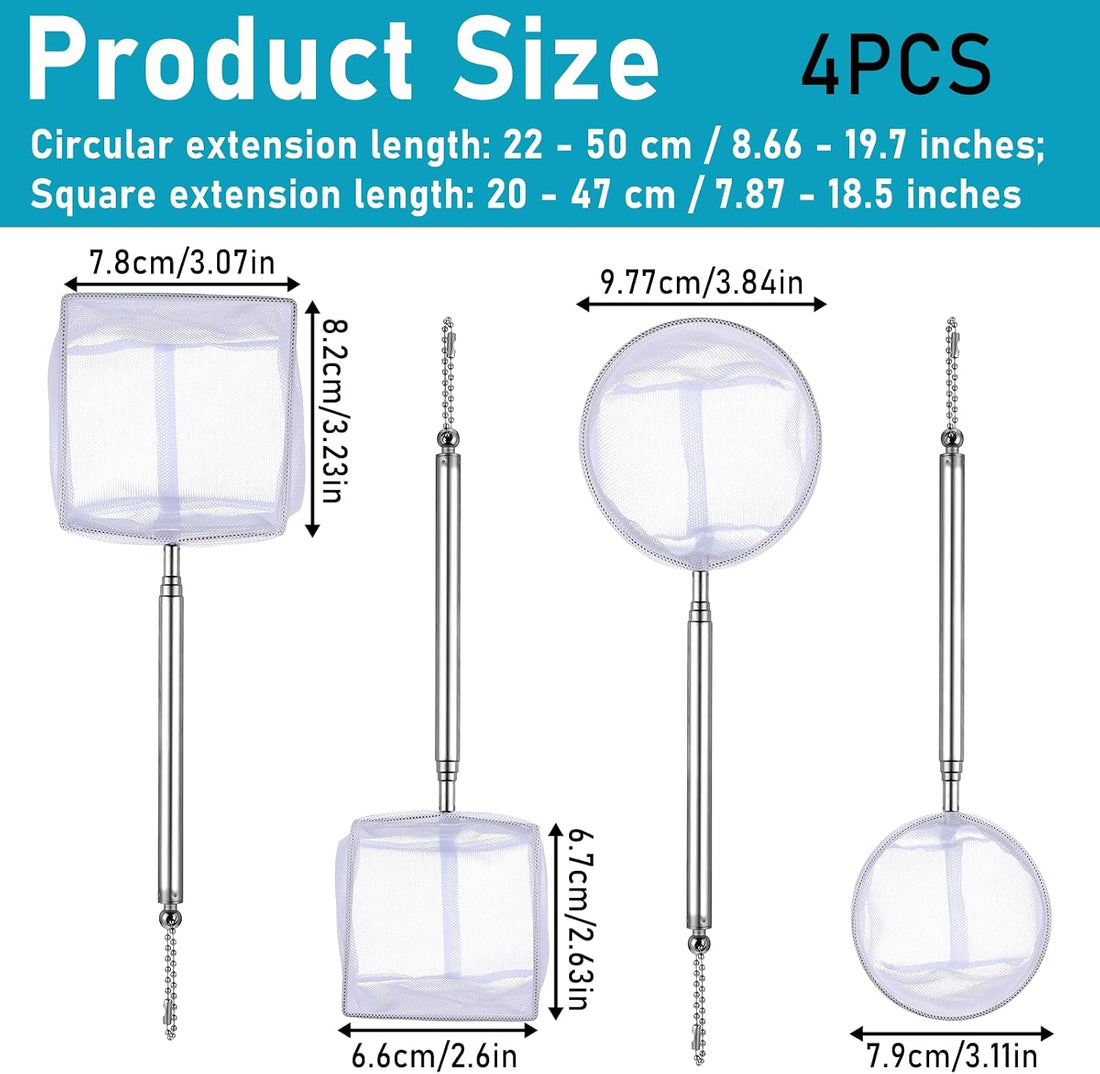 4 PCS Fish Tank Shrimp Net Extendable Handle