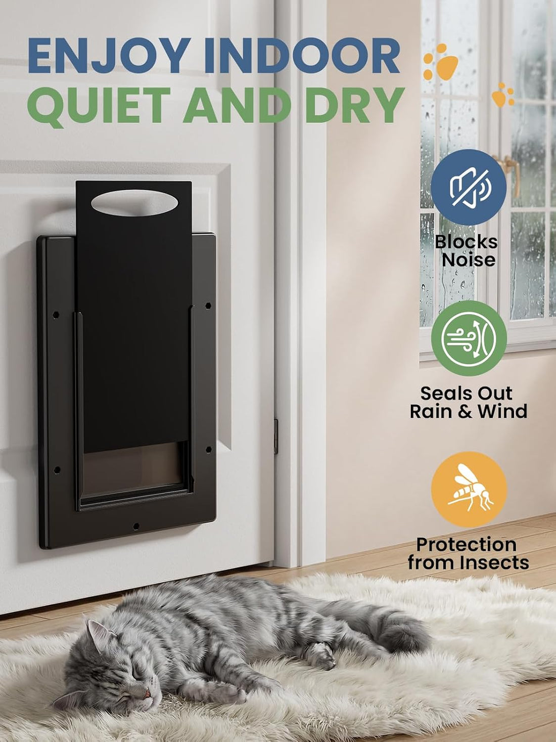 Cat Door with Soft Magnetic Flap, Pets Up to 20 lb