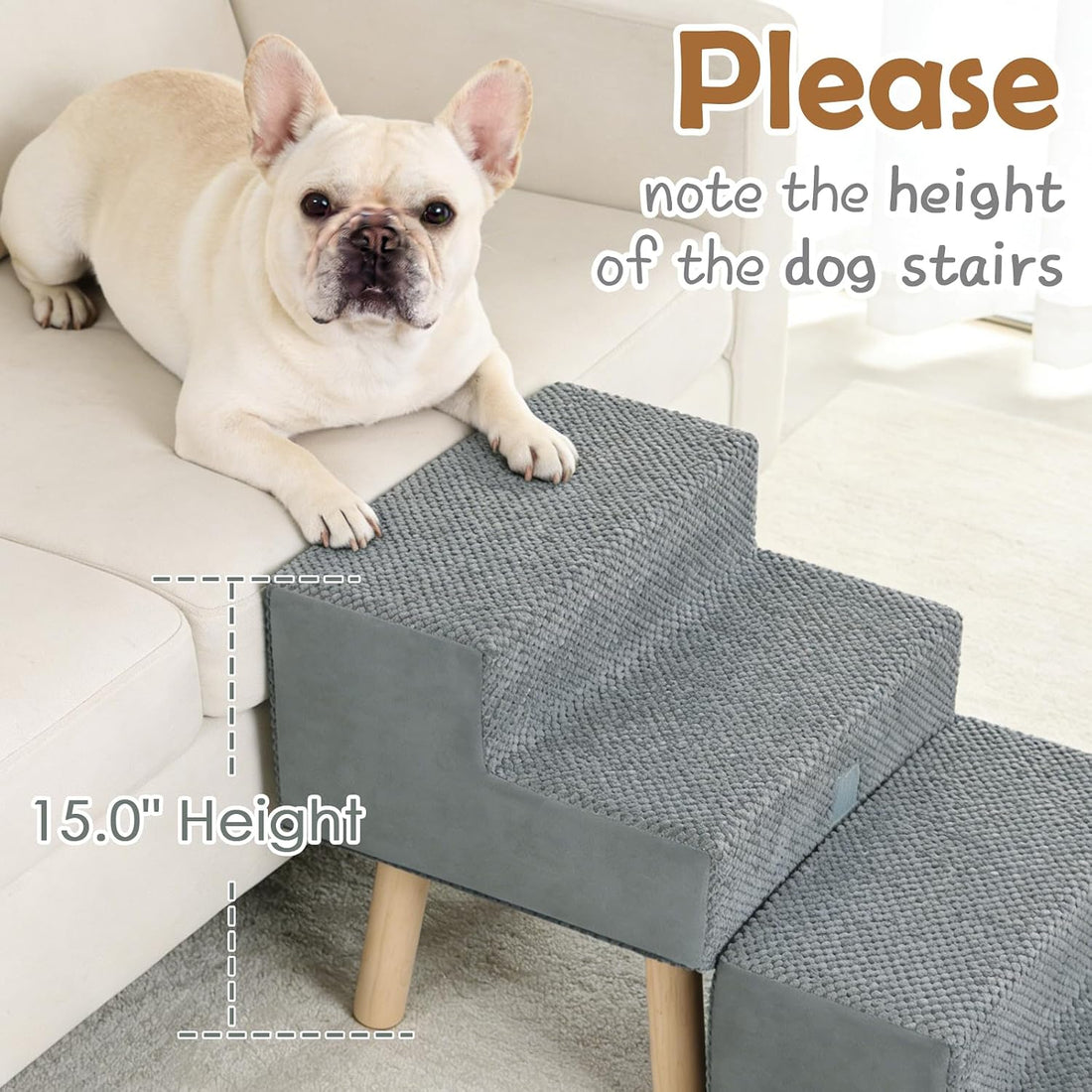 4-Step Ottoman Dog Stairs,2-in-1 Foldable Dog Ramp for Bed