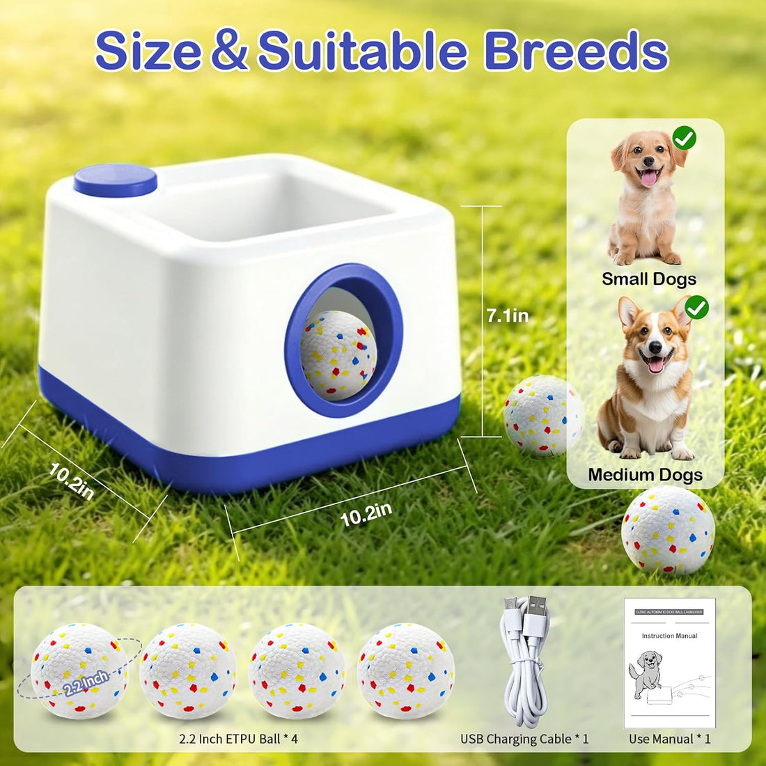 Automatic Dog Ball Launcher, Dual Auto-Manual Modes with Dog Barking
