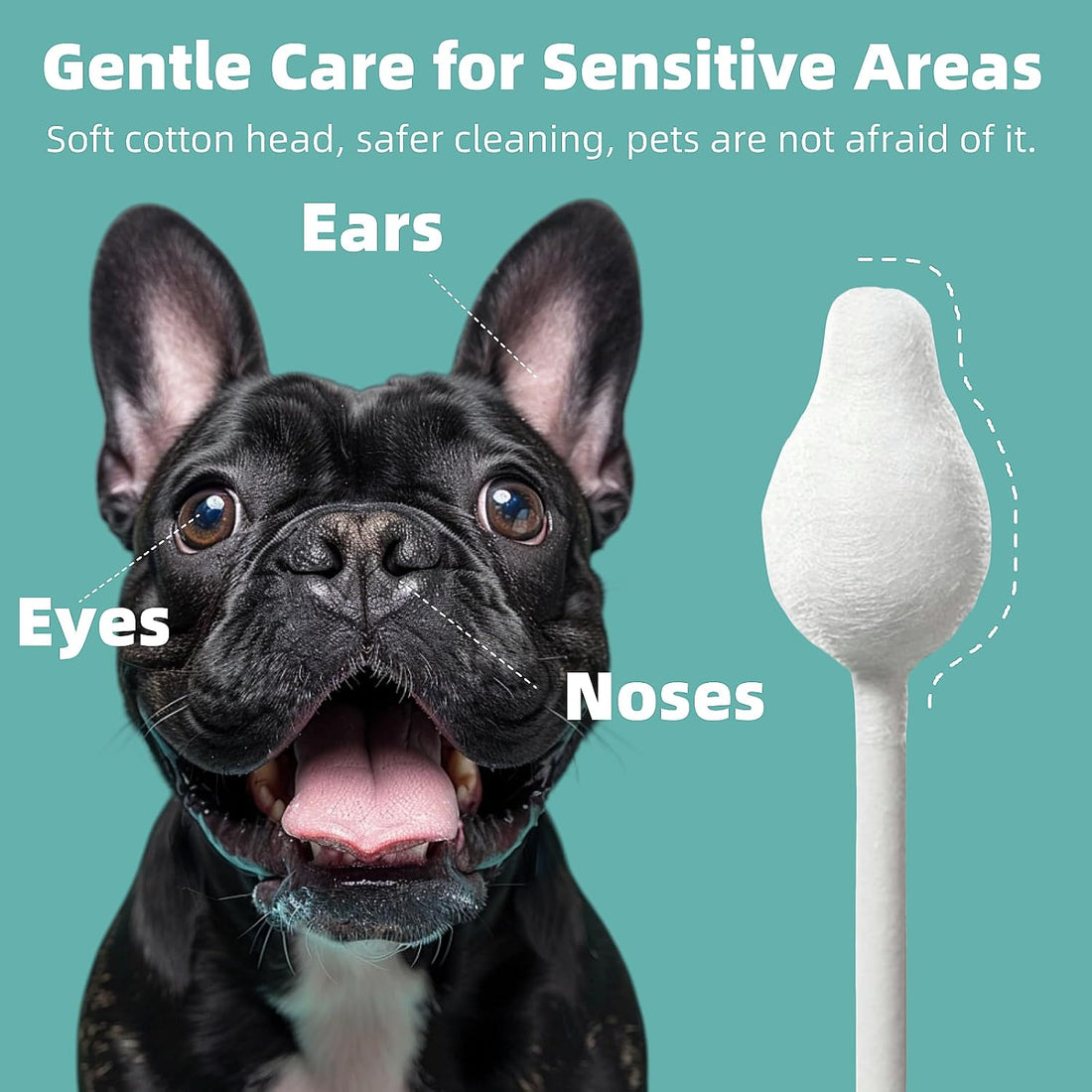 MEDUWEDU Pet Cotton Swabs, 55 Count｜Gourd-Shaped Tips｜Soft Cotton