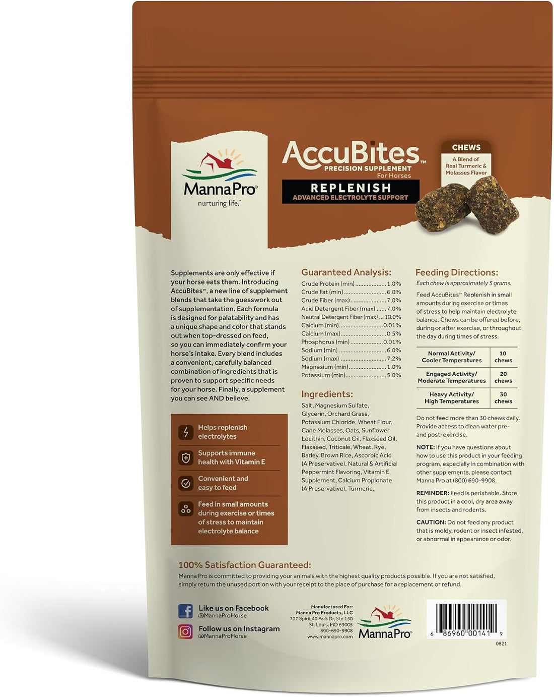 Manna Pro AccuBites Replenish Supplement, Horse Electrolyte Support