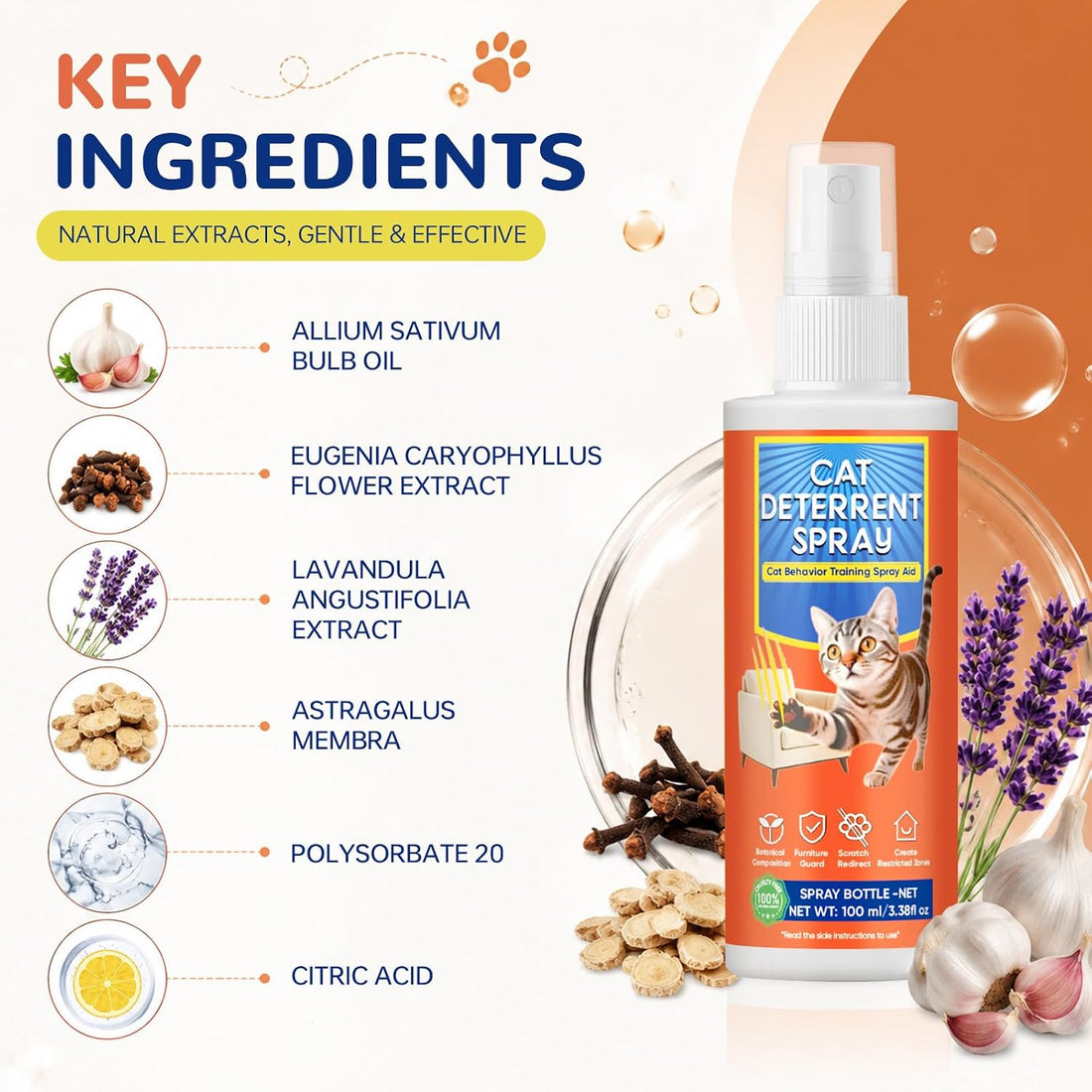 2 Pack Natural Plant Scent Cat Behavior Training Aid Spray