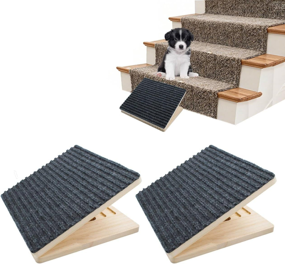 Dog Ramp for Stairs Adjustable Height & Foldable Wooden Pet Ramp