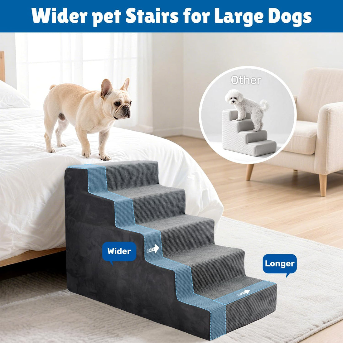 Dog Steps for High Bed, 23" H Dog Stairs for Small Dogs
