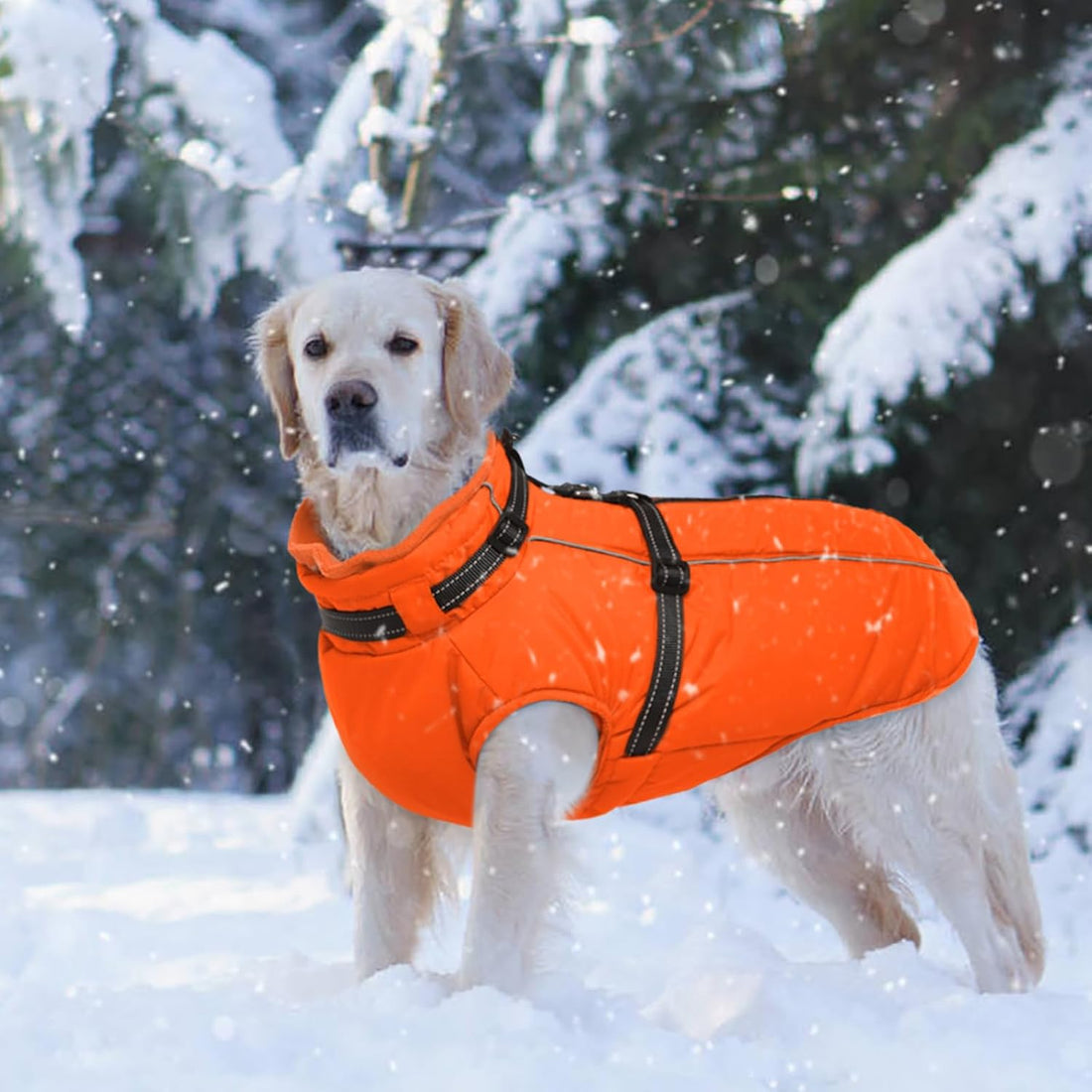 Lelepet Dog Winter Coat Waterproof Dog Jacket with Harness Built in