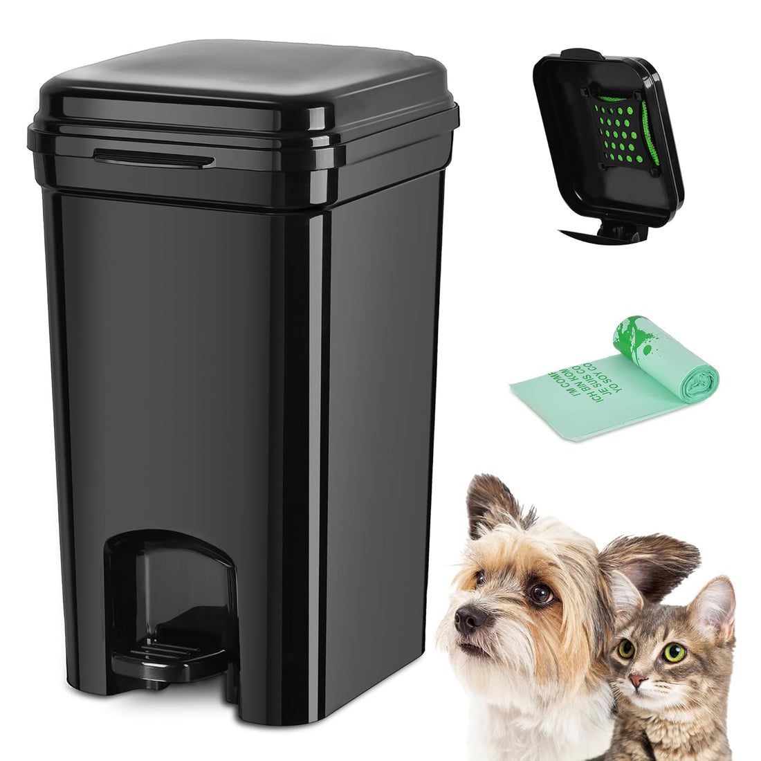 Dog Poop Trash Can, All-Black, 5-Liter