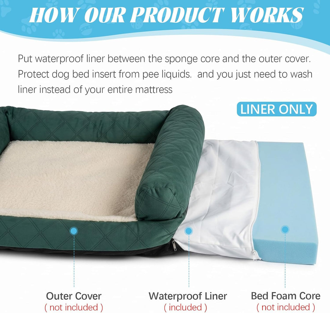 2 Pack Waterproof Dog Bed Liner,Square
