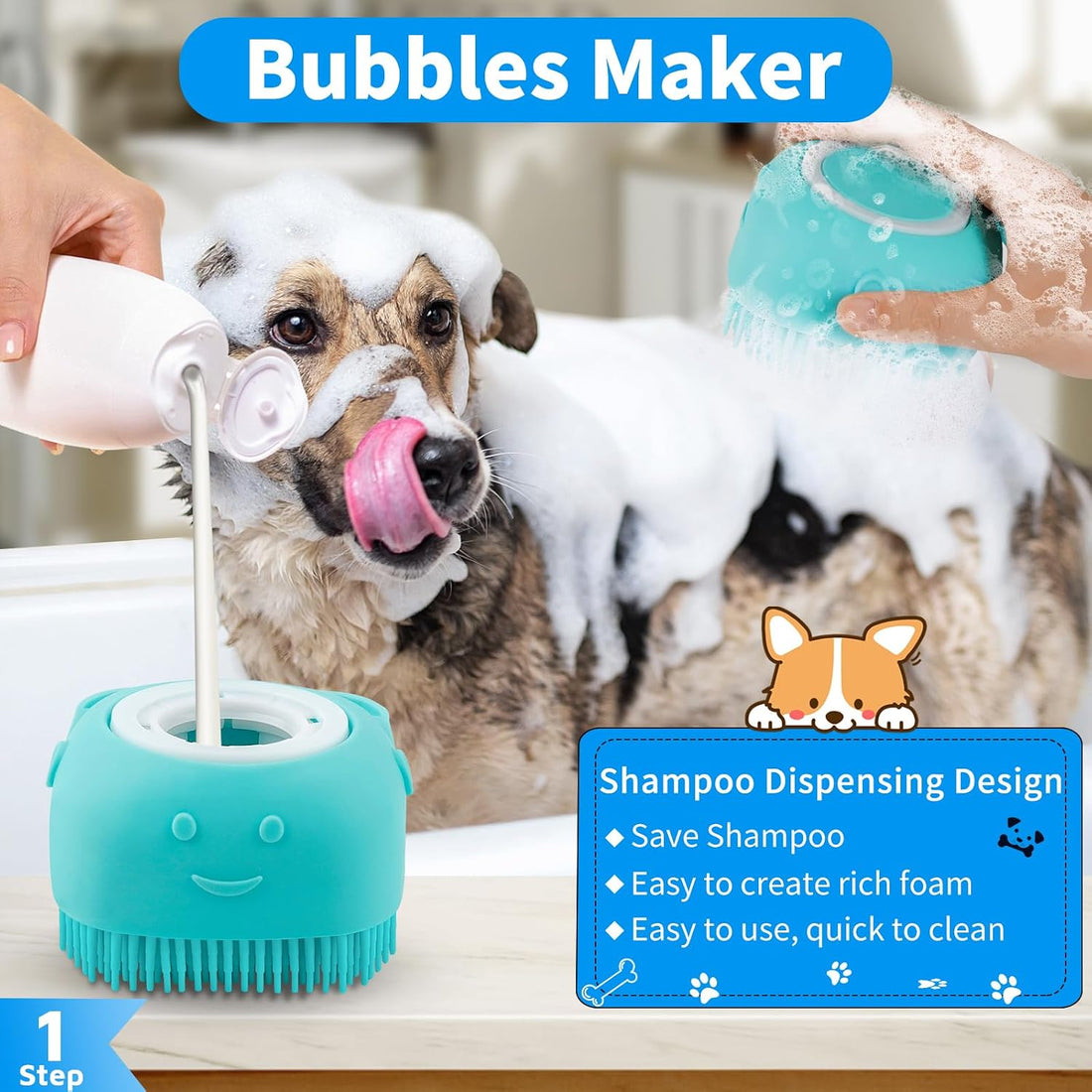 Comotech 3-in-1 Dog Grooming Brush