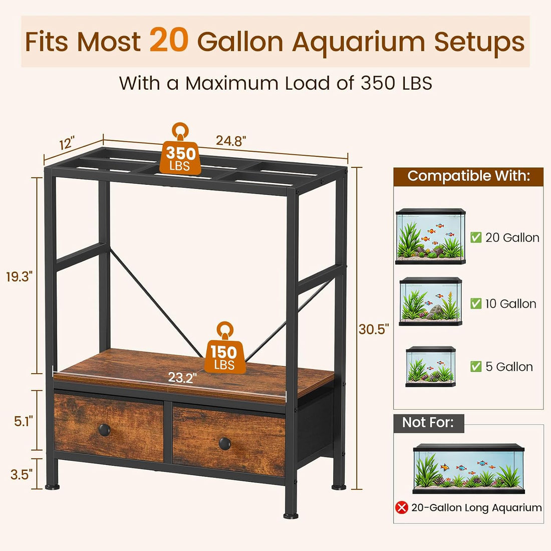 Snughome 29 Gallon Fish Tank Stand