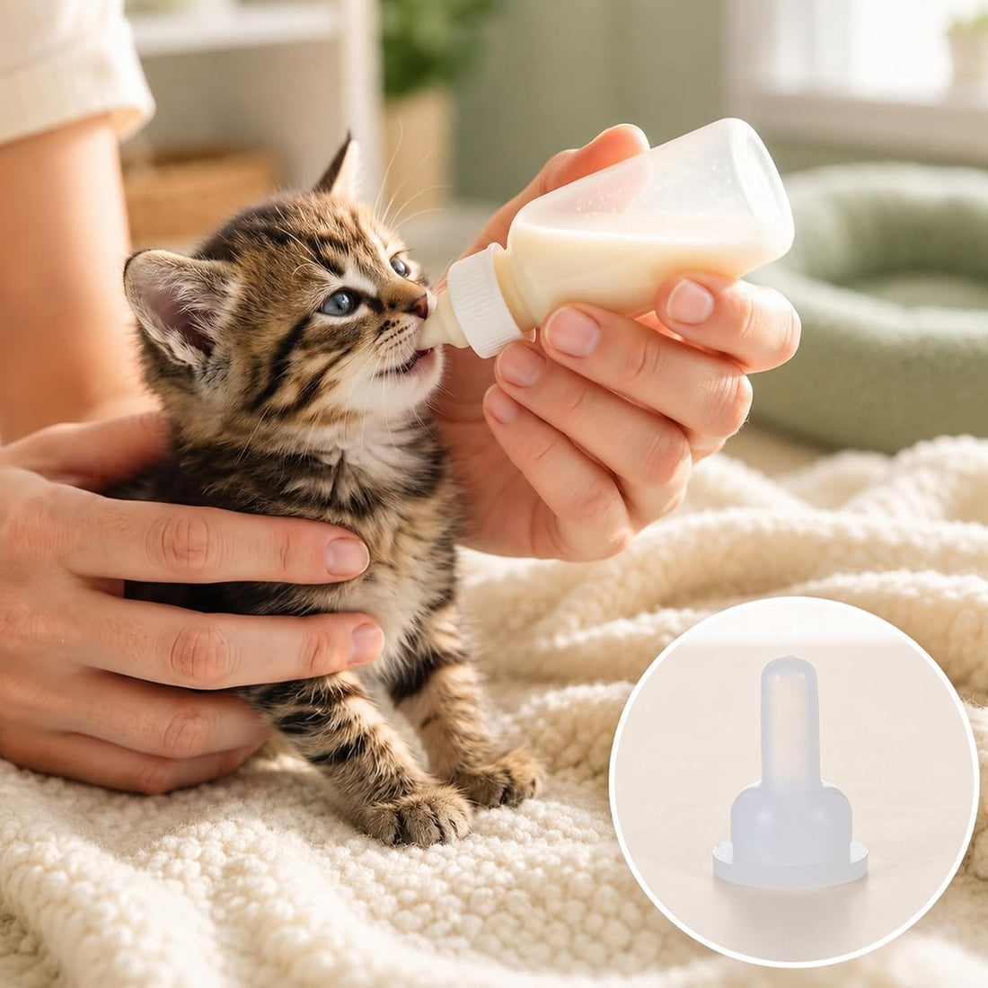50 Pcs Kitten Nipples for Feeding,Rubber Soft Bottle Nipples