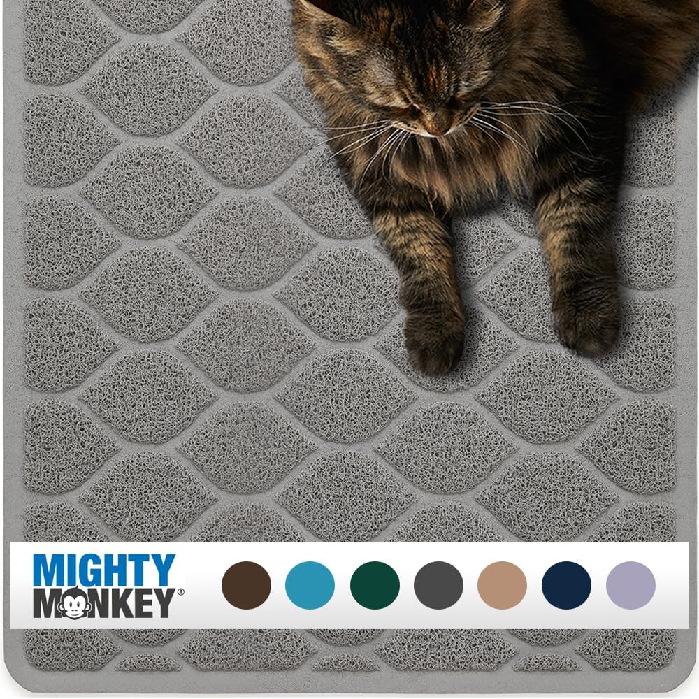 MIGHTY MONKEY Waterproof Cat Litter Mat, BPA Free, 35x23