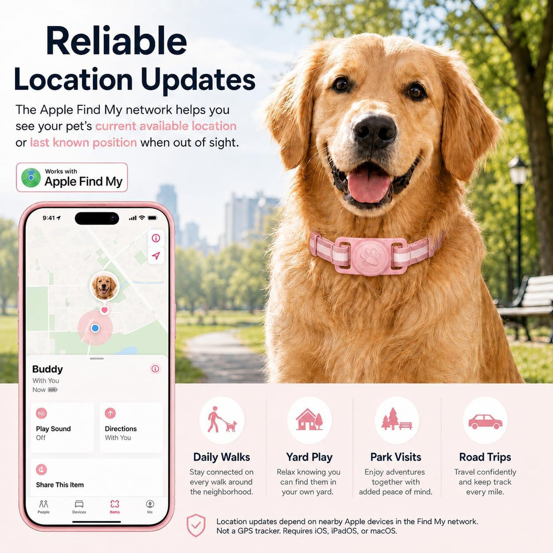 GPS Tracker for Dogs, Pet Location Tracker for Dogs & Cats, iOS Only
