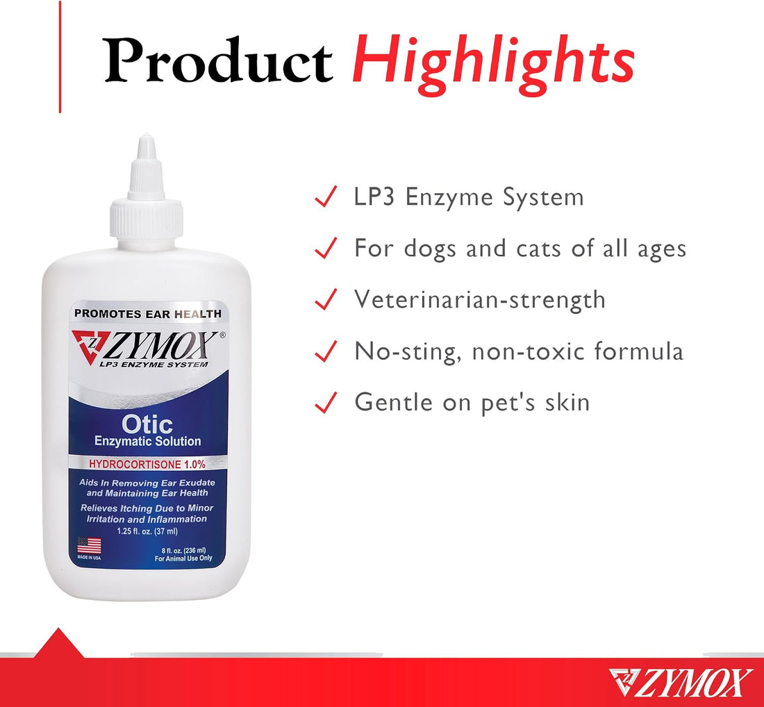 Zymox Otic Enzymatic Solution for Dogs and Cats to Soothe Ear