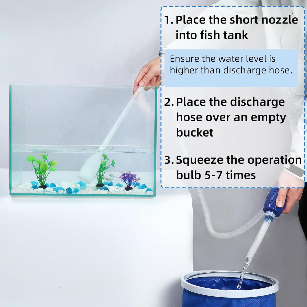 AQUANEAT Aquarium Vacuum Siphon, Fish Tank Water Changer