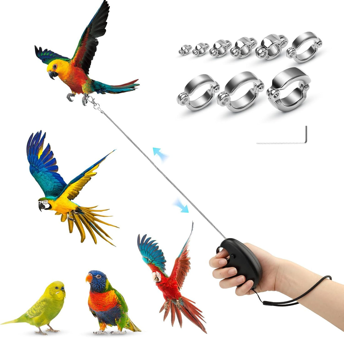 19.7FT Auto Retractable Bird Leash, Anti-Bite Wire Bird Harness