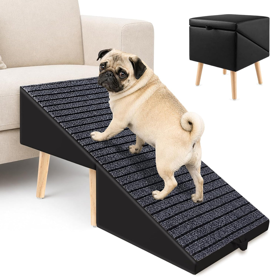 2-in-1 Foldable Dog Ramp Ottoman for Couch