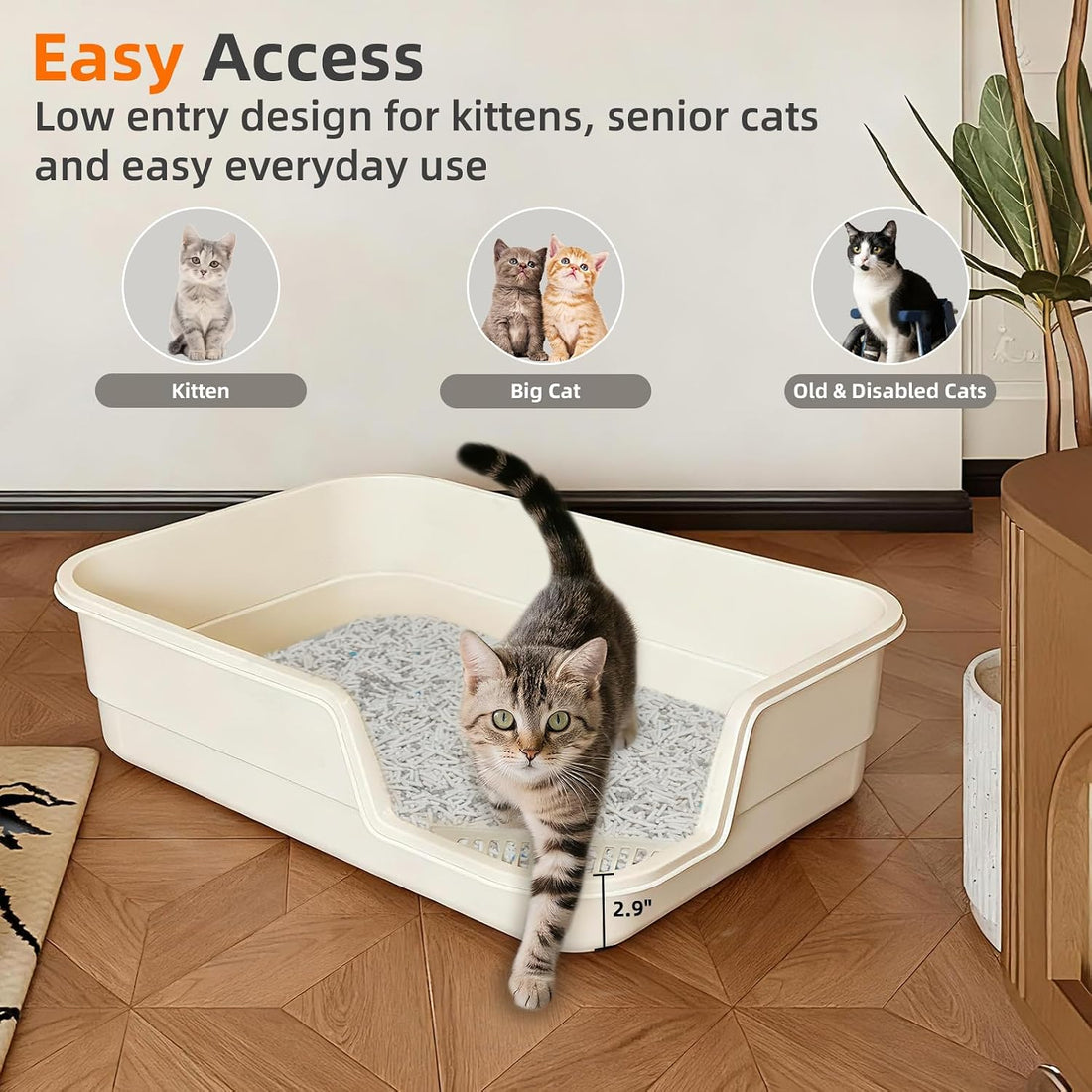 Extra Large Litter Box with Low Entry,Jumbo Cat Litter Box for Kitty