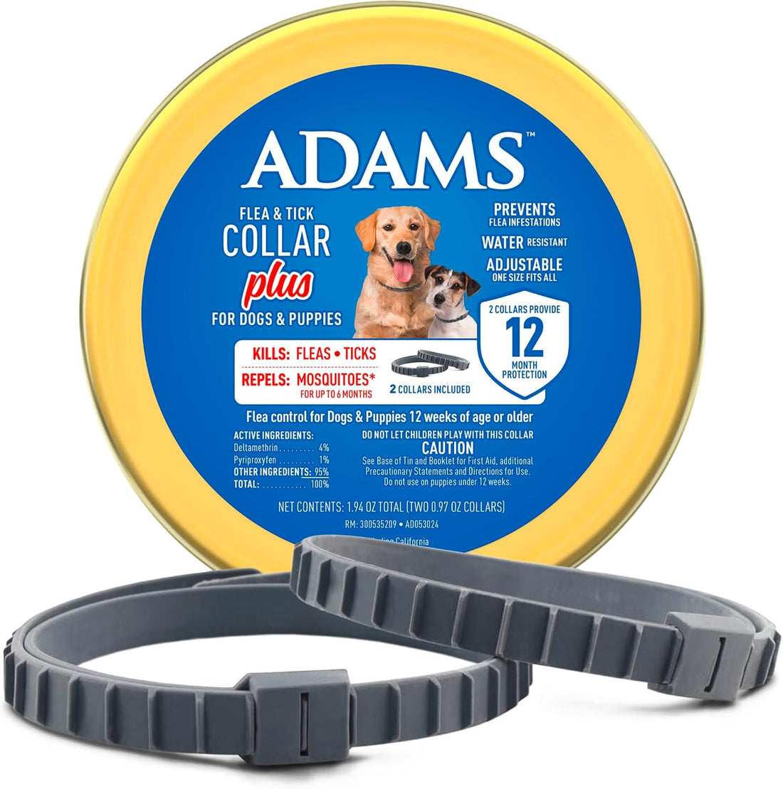 ADAMS Flea & Tick Collar Plus for Dogs, Prevent flea infestations